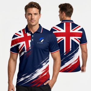 Polo en polyester à séchage rapide personnalisé, impression par sublimation, polo sportif pour homme, coupe classique. - Product Image 1