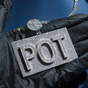 Pendentif personnalisé Hip Hop avec lettre, <span class=keywords><strong>nom</strong></span>, numéro, logo, pendentif rond en moissanite glacé, pendentif pour <span class=keywords><strong>rappeur</strong></span>, cadeau pour homme. - Product Image 2