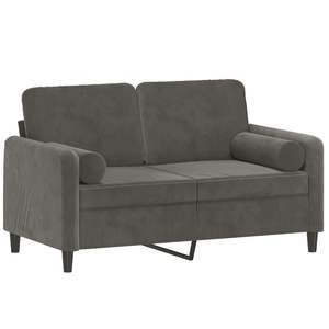Sofá de terciopelo de 2 plazas en gris oscuro de 47.2 pulgadas con almohadas y cojines para sala de estar - Product Image 3