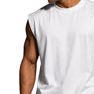 T-shirt graphique sans manches pour homme, col rond, emmanchures larges, imprimé au dos, coupe décontractée, style streetwear, vente en gros, personnalisable, tee-shirt muscle - Product Image 6