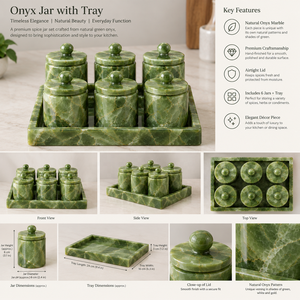 Juego de Molinillos de Sal y Pimienta de Mármol Verde con Bandeja para Decoración de Cocina y Comedor - Product Image 3