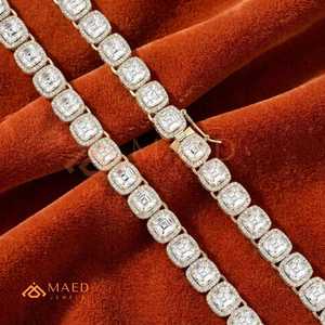Gold Plated Asscher Cut Moissanite Tennis <b>Necklace</b> Cadena De Lujo Fashion Jewelry Para Women And <b>Men</b> Gift - Product Image 3