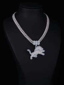 Colgante de Perla de Agua Dulce con Logotipo Personalizado, Amuleto de León, Joyería para Hombre, Tono Plateado, Regalo para Fanáticos del Equipo - Product Image 3