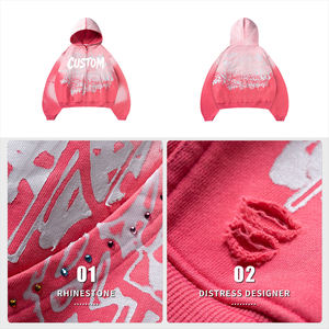 Sweat à capuche zippé en molleton 420 g/m² 100 % coton, coupe classique, écologique, respirant, avec strass, personnalisé, pour homme, effet délavé et vieilli - Product Image 4