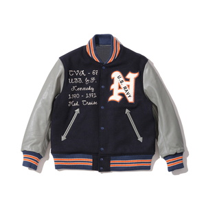 Stand Collar Varsity <b>Jacket</b> Faux Leather Sleeves Chenille Embroidery Waterproof Winter <b>Baseball</b> <b>Jacket</b> <b>for</b> <b>Men</b> - Product Image 6