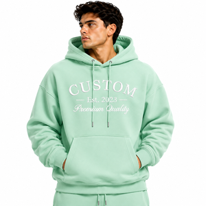 Sweat-shirt à capuche unisexe surdimensionné en molleton de coton, style streetwear, pour l'automne, couleur unie, avec poches, pour hommes - Product Image 5