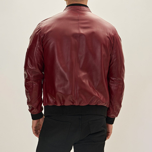 Blouson Bomber en Cuir pour Homme au Design Unique avec Bordure Contrastante, Streetwear Premium, Fermeture Éclair sur le Devant, Logo et Doublure en Fausse Fourrure - Product Image 2