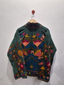 Luxury Floral Embroidered Velvet Jacket Women's Handmade Designer Coat Unique Outerwear Fashion Coat - Product Image 5