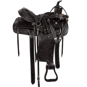 Étriers d'équitation en cuir noir pour chevaux de course, tapis de ranch Wok, selles de randonnée, selles de dressage anglais pour chevaux - Product Image 6