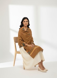Écharpe en laine tissée à carreaux pour femme, usage quotidien, style ethnique, couleur unie, respirante, avec franges, design chaud, Inde Pakistan - Product Image 3