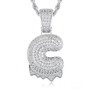 Custom Bubble Letter <b>Pendant</b> VVS Moissanite <b>Initial</b> <b>Pendant</b> Sterling <b>Silver</b> Hip Hop Necklace Full Pave Moissanite <b>Pendant</b> - Product Image 2