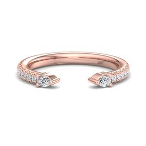 Anillo abierto de lujo en oro rosa con diamante talla pera y banda minimalista ajustable, apilable, joyería de moda para mujer - Product Image 4