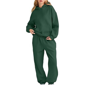 Customized High Quality <b>Women</b> Cotton Terry Blank Hoodie and Matching Baggy <b>Sweatpants</b> 2 Piece Set <b>for</b> <b>Women</b> Made By Pakistan - Product Image 1