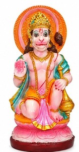 Estatua de Resina Hecha a Mano de Hanuman Ji en Posición Sentada, Escultura Colorida del Dios para Decoración del Hogar, Oficina y Templo en Diwali - Product Image 2