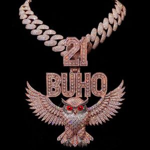 Nouveau design 2026 – Pendentif hibou volant personnalisé en argent 925, serti de moissanite VVS brillante, style hip-hop unisexe tendance - Product Image 1