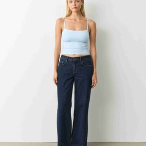 Camiseta de Tirantes Personalizada para Mujer, Verano, 100% Algodón Tejido, Transpirable, Lisa, Corta, Elegante, Protección Solar, con Tejido Acanalado - Product Image 4