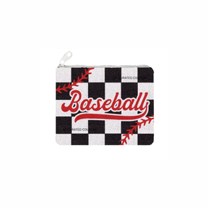 Porte-monnaie brodé fait main motif baseball, perles, fermeture éclair, mini format, perles de rocaille, formes et motifs personnalisables - Product Image 2