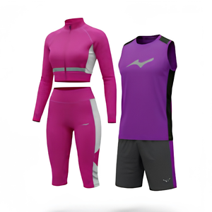 Women's Plus Size High 2-Piece Fitness Set Workout Clothes Modest <b>Seamless</b> <b>Leggings</b> Shorts Sports Bra Tank Top Hoodie Front - Product Image 3