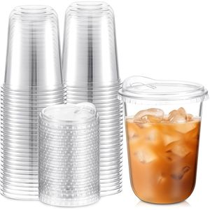 Bicchieri di Plastica Trasparenti Usa e Getta con Coperchi per Caffè, Frullati e Bevande Fredde - per Caffetterie e Servizi da Asporto - Product Image 1