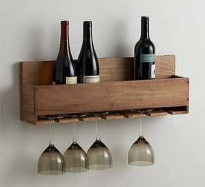 Porte-bouteilles à vin moderne en bois pour table, support de présentation pour 6 bouteilles avec finition argentée imperméable et résistante à la rouille pour bar et cuisine - Product Image 3