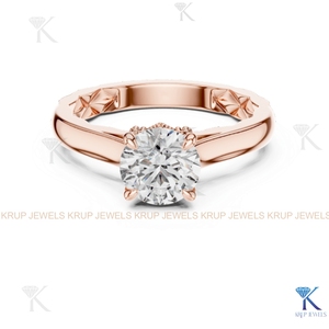 Anillo de compromiso de oro de 14K y 18K con banda acolchada, diamante CVD HPHT cultivado en laboratorio, halo oculto y milgrain, venta al por mayor, directo de fábrica OEM - Product Image 6