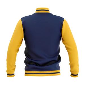 Chaqueta Bomber Casual de Otoño, Estilo Urbano, con Mangas de PU y Lana, Diseño Varsity, Ribete de Lona, Cierre de un Botón, Piel de Vaca - Product Image 5