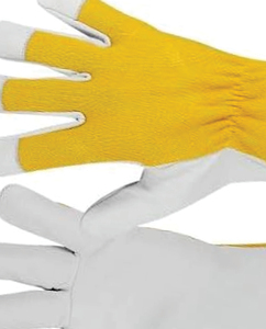 Leather Grain Safety <b>Gloves</b> Breathable Flexible Yellow White <b>Knit</b> Wrist Anti-Slip Fingertips General Purpose Work <b>Gloves</b> - Product Image 2