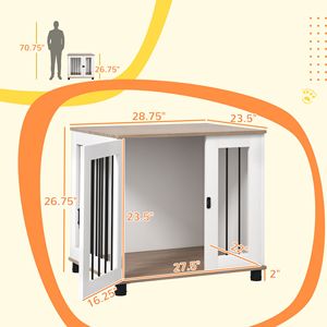 Cuccia per Cani Marrone Noce con Porta Bloccabile, Tavolino Laterale da Interno per Cani di Piccola e Media Taglia - Product Image 2