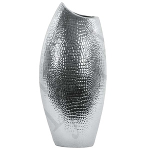 Vase à fleurs en aluminium tendance pour la décoration de mariage, vase de table, écologique, contemporain, gris clair, fait main - Product Image 1