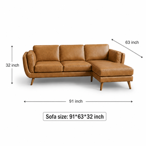 Sofá Seccional de Cuero Tradicional Contemporáneo con Chaise Longue, Muebles Modulares Duraderos para Residencias y Hoteles de Lujo - Product Image 3