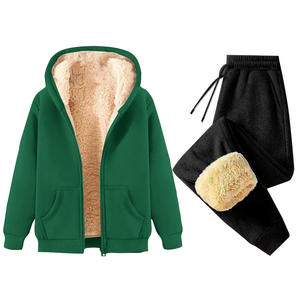 Women's Winter 2-Piece <b>Set</b> Thermal Zip-Up Hooded Cardigan Jacket Solid Patchwork <b>Tie</b>-<b>Dye</b> Jogger Sweatpants Casual Outfits - Product Image 6