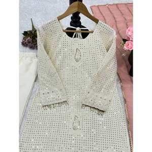 Conjunto Dupatta inferior superior para mujer de diseñador con bordado - Product Image 6