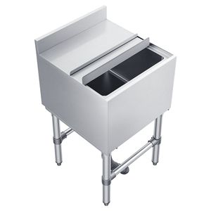 Contenitore per Ghiaccio in Acciaio Inox per Cucina Commerciale, Capacità Massima 49,4 Qt, Coperchio Scorrevole, 18 X 18 X 33 Pollici, Portabottiglie - Product Image 1