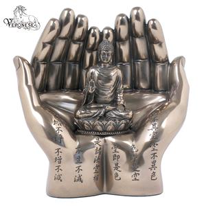 Artesanía de Resina para Decoración del Hogar de Diseño VERONESE, SAKYAMUNI Sentado con las Palmas, Inspirado en la RELIGIÓN Budista, Arte de Lujo Pintado a Mano - Product Image 1