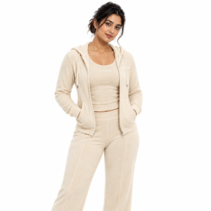 Custom Logo <b>Women</b> Casual Hoodies Pants 3 Piece Slim Fit Terry Towel Crop Hoodie and <b>Sweatpants</b> Sets Training Wear Sets - Product Image 1
