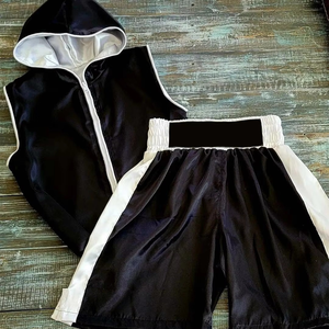 Custom Logo Leather & Cotton Sleeveless Boxing Hoodie with Ring Vest <b>Design</b>-Breathable & Durable - Product Image 1