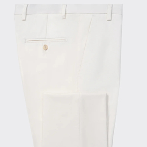 Pantalones Formales Plisados Blancos para Hombre, Corte Recto, Poliéster de Peso Medio, Antiarrugas, Cierre de Cremallera, para Verano - Product Image 3