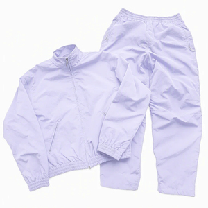 Survêtement unisexe bleu clair à manches longues, col montant, fermeture éclair, couleur unie, séchage rapide, léger, pour le printemps - Product Image 3