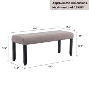 Banc et pouf gris en lin OEM pour salon, meubles de maison, style classique vietnamien en bois et lin MD03 - Product Image 3