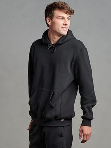 Premium Unisex <b>Black</b> Heavyweight Cotton <b>Fleece</b> Blank Pullover Hoodie with Cross-Neck and Kangaroo Pocket - Product Image 6