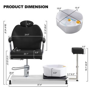 Poltrona Idraulica Regolabile in Altezza per Pedicure con Poggiapiedi e Vasca per Piedi, Girevole a 360° e Reclinabile per Uso in Centri Estetici - Product Image 2