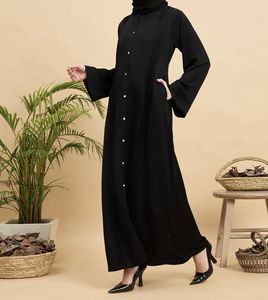 Moderna y Hermosa Abaya Estilo 2026, Ropa Islámica, Vestido Largo para Mujer Musulmana, Abierto por Delante, Poliéster, Cuello en V, Estampado Floral - Product Image 6