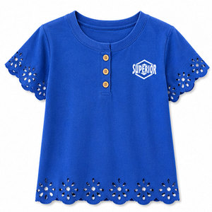 T-shirt en tricot à manches courtes et col rond pour filles, avec logo personnalisé élégant, en coton respirant, vêtements décontractés, fabrication directe - Product Image 1