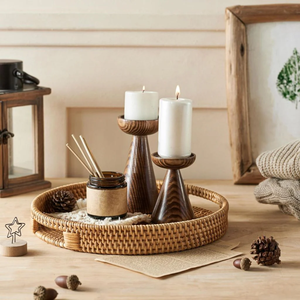 Wicker Rattan <b>Basket</b>/Tray Handmade Eco-Friendly Home Decor with Handles for Coffee <b>Table</b> Dining Room Decor - Product Image 3