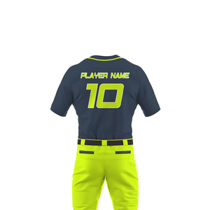 Uniformes de Béisbol Personalizados Sublimados de Poliéster de Alta Calidad - Camisetas Transpirables con Cuello en V y Botones Completos, Pantalones con Franjas Laterales a Juego - Product Image 4