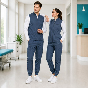 Combinaison médicale unisexe à col en V, respirante, résistante aux plis, en polyester, viscose et élasthanne, uniforme pour médecins et infirmières - Product Image 1