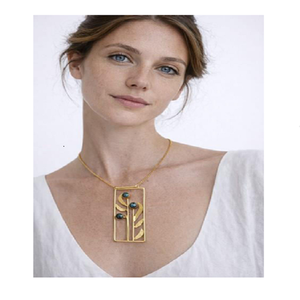 Collar Minimalista con Colgante Chapado en Oro y Diseño de Planta de Lapislázuli, Cadena de Serpiente, para Uso Diario de Mujeres - Product Image 3