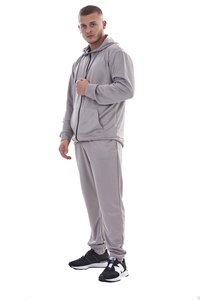 Mens <b>Plain</b> <b>Tracksuit</b> Zipper Polyester Ribbed Hooded Sweatshirt Jogger Mens Hooded Personalized Logo Embroidery <b>Plain</b> Color - Product Image 5