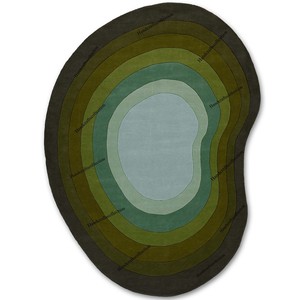 Alfombra Abstracta Topográfica Verde, Forma Orgánica Esculpida, Alfombra Contemporánea de Lana Premium Hecha a Mano para Dormitorio o Sala de Estar - Product Image 1