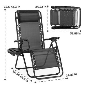 Paquete de 2 Sillas Reclinables Plegables Zero Gravity con Almohada y Portavasos para Patio, Piscina y Playa - Product Image 2